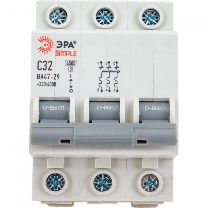 Автоматический выключатель ЭРА SIMPLE-MOD-24 3P 32А (C) 4,5кА ВА 47-29 B0039241 Автоматический выключатель ЭРА SIMPLE-MOD-24 3P 32А (C) 4,5кА ВА 47-29 B0039241