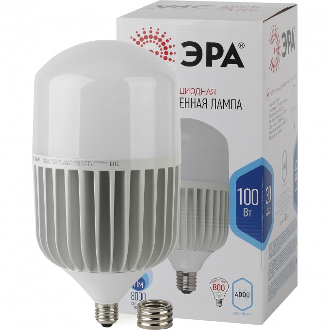 Лампа светодиодная ЭРА STD LED POWER T160-100W-4000-E27/E40 Е27 / Е40 100Вт колокол нейтральный белый свет B0032089 Лампа светодиодная ЭРА STD LED POWER T160-100W-4000-E27/E40 Е27 / Е40 100Вт колокол нейтральный белый свет B0032089