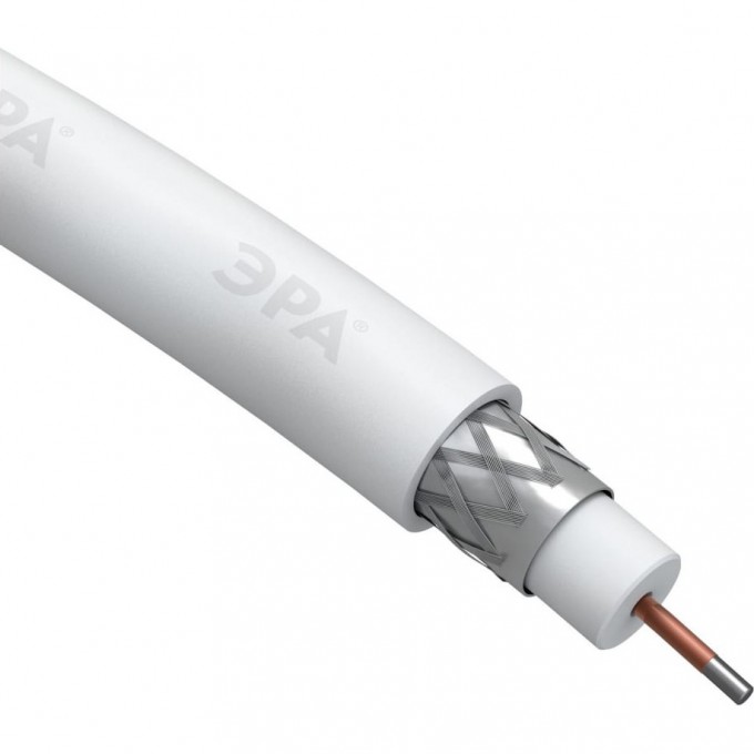 Кабель коаксиальный ЭРА RG-6U, 75 Ом, CCS/(оплётка Al 32%), PVC, цвет белый, бухта 100 м, SIMPLE B0044595 Кабель коаксиальный ЭРА RG-6U, 75 Ом, CCS/(оплётка Al 32%), PVC, цвет белый, бухта 100 м, SIMPLE B0044595