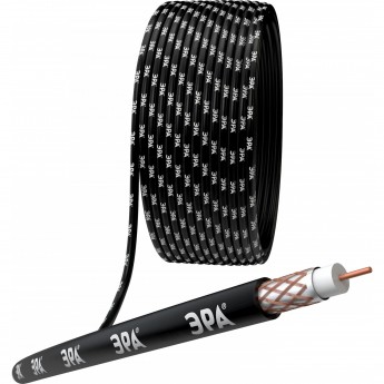 Кабель коаксиальный ЭРА RG-6U 75 Ом CU оплётка Cu 64% PE цвет чёрный бухта 305 м