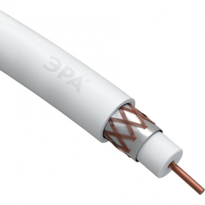 Кабель коаксиальный ЭРА RG-6U, 75 Ом, Cu/(оплётка Cu 64%), PVC, цвет белый, бухта 100 м B0044603 Кабель коаксиальный ЭРА RG-6U, 75 Ом, Cu/(оплётка Cu 64%), PVC, цвет белый, бухта 100 м B0044603