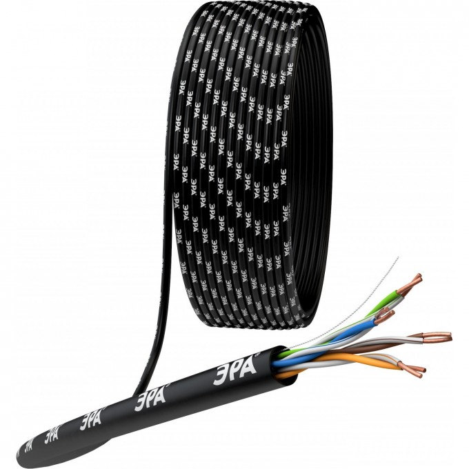 Кабель витая пара ЭРА U/UTP 4x2x24 AWG CAT5E CU PE OUTDOOR 305м B0044431 Кабель витая пара ЭРА U/UTP 4x2x24 AWG CAT5E CU PE OUTDOOR 305м B0044431