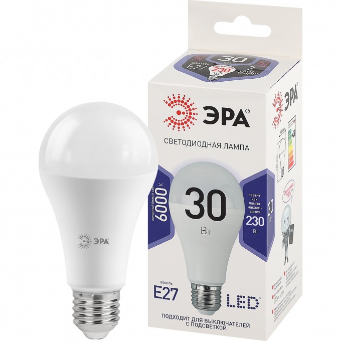 Лампа светодиодная ЭРА LED A65-30W-860-E27 A65 30Вт груша E27 холод. бел. B0048017 Лампа светодиодная ЭРА LED A65-30W-860-E27 A65 30Вт груша E27 холод. бел. B0048017