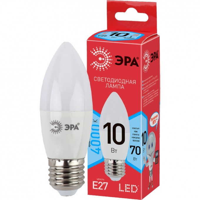 Лампа светодиодная ЭРА RED LINE LED B35-10W-840-E27 R 10Вт B35 свеча 4000К нейтр. бел. E27 Б0050696 B0050696 Лампа светодиодная ЭРА RED LINE LED B35-10W-840-E27 R 10Вт B35 свеча 4000К нейтр. бел. E27 Б0050696 B0050696