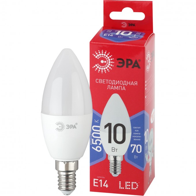 Лампа светодиодная ЭРА RED LINE LED B35-10W-865-E14 R 10Вт B35 свеча 6500К холод. бел. E14 B0045337 Лампа светодиодная ЭРА RED LINE LED B35-10W-865-E14 R 10Вт B35 свеча 6500К холод. бел. E14 B0045337