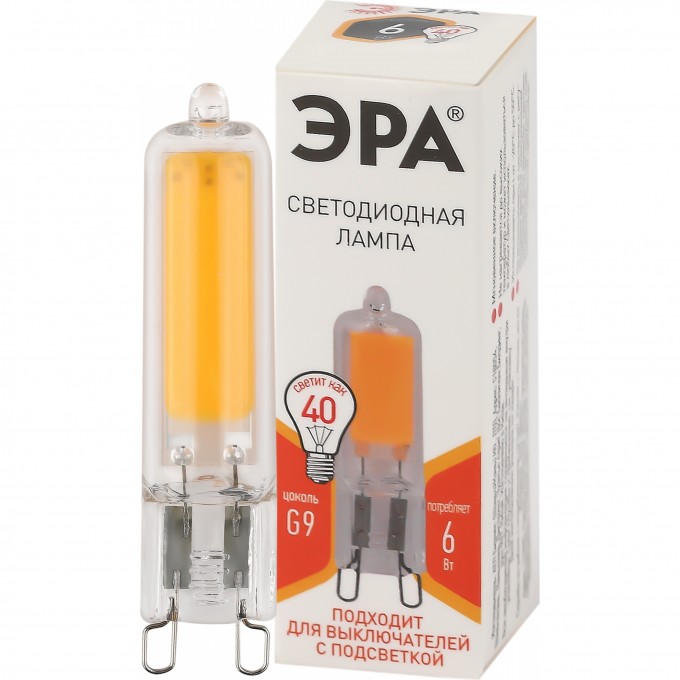 Лампа светодиодная ЭРА STD LED JCD-6W-GL-827-G9 JCD 6Вт капсула G9 тепл. бел. Б0049085 B0049085 Лампа светодиодная ЭРА STD LED JCD-6W-GL-827-G9 JCD 6Вт капсула G9 тепл. бел. Б0049085 B0049085