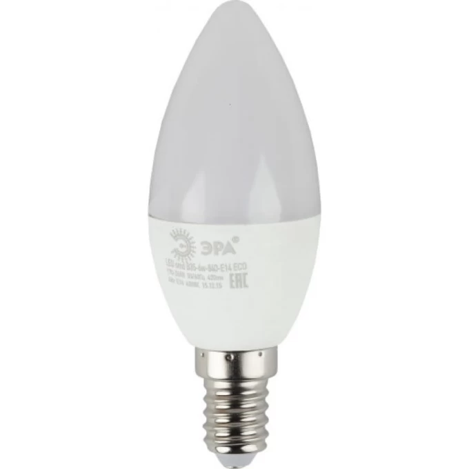 Лампочка светодиодная ЭРА RED LINE ECO LED B35-6W-840-E14 E14 / Е14 6Вт свеча нейтральный белый свет B0020619 Лампочка светодиодная ЭРА RED LINE ECO LED B35-6W-840-E14 E14 / Е14 6Вт свеча нейтральный белый свет B0020619