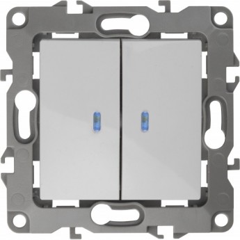 Выключатель ЭРА 12-1105-01 двойной с подсветкой 10АХ-250В IP20 белый Выключатель ЭРА 12-1105-01 двойной с подсветкой 10АХ-250В IP20 белый