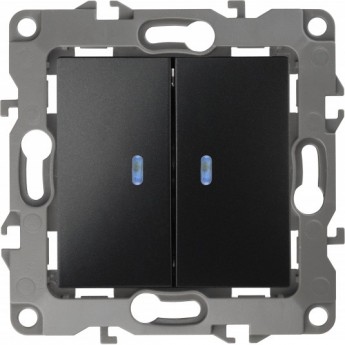 Выключатель ЭРА 12-1105-05 двойной с подсветкой 10АХ-250В IP20 антрацит Выключатель ЭРА 12-1105-05 двойной с подсветкой 10АХ-250В IP20 антрацит